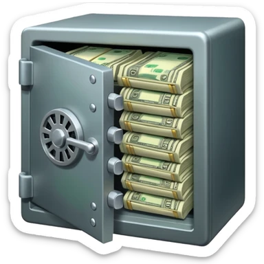 unlocked bank vault full of cash sticker