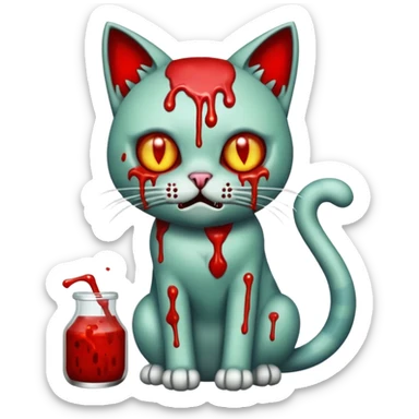bloody zombie cat full body sticker