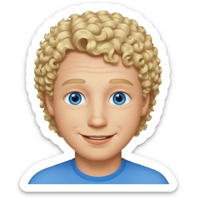 Man with blue eyes, short curly blonde hair and thick lips sticker