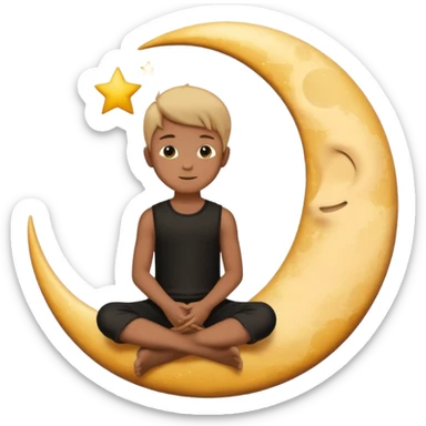 silhouette graphic of a boy sitting on a crescent moon, generate in emoji so I can use in chatting  sticker