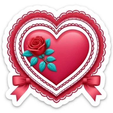Valentines-colored romantic vintage aesthetic deco with laces   sticker
