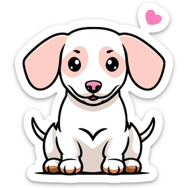 white mini dachshund with pink nose  sticker