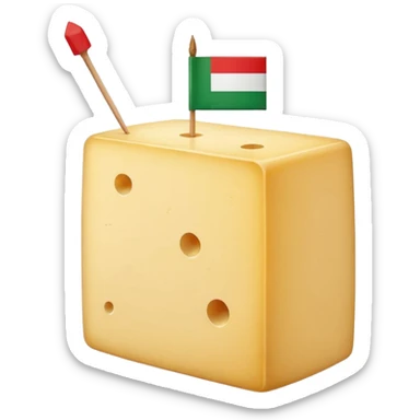 Parmigiano block with Italian flag stuck into it sticker
