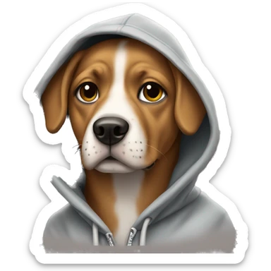 Dog wearing a hoodie  sticker