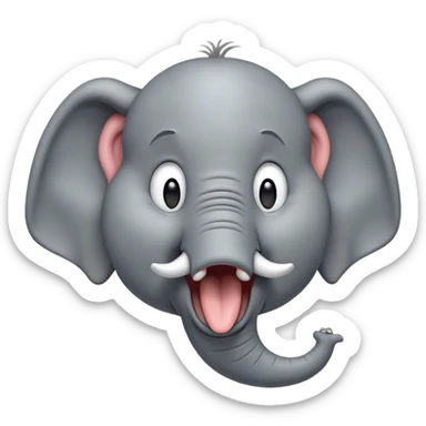 Cinematic Cute Yawning Elephant Portrait Emoji, Head tilted slightly with a dramatic, wide-open yawn, showcasing a soft, wrinkled gray hide with gently drooping ears and large, sleepy eyes, Simplified yet irresistibly adorable features, highly detailed, glowing with a soft, cozy glow, high shine, relaxed yet expressive, stylized with a touch of tender whimsy, bright and endearing, soft glowing outline, capturing the essence of a drowsy yet affectionate elephant, so drowsy it feels like it could stretch out of the screen and curl up for a nap! sticker