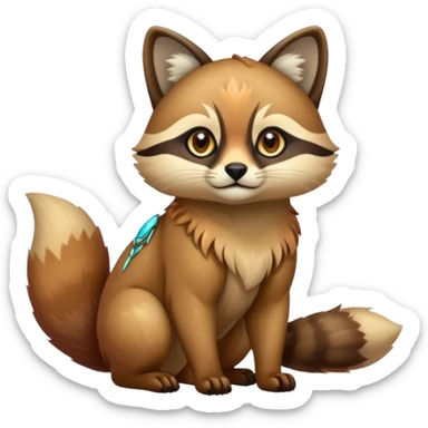 exotic shiny sparkly colorful fantasy-Cacomistle-tanuki-oncilla-caracal-animal-hybrid (full body) sticker