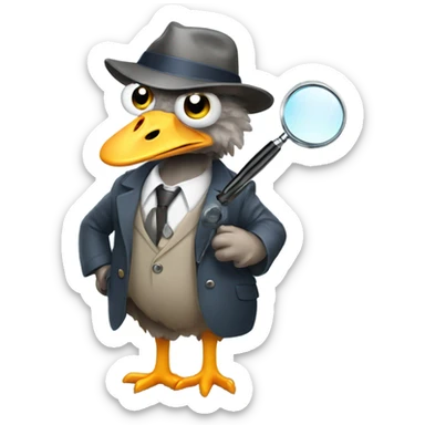 Ostrich detective with a magnifying glass sticker