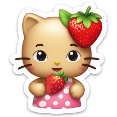 Hello kitty with a strawberry sticker