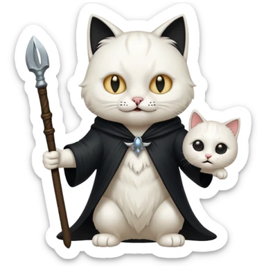 cat defeating grim reaper triumphantly sticker