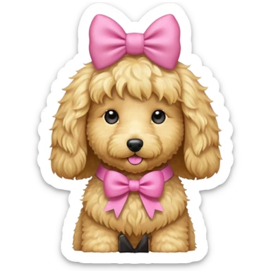 Light golden doodle girl with bow sticker