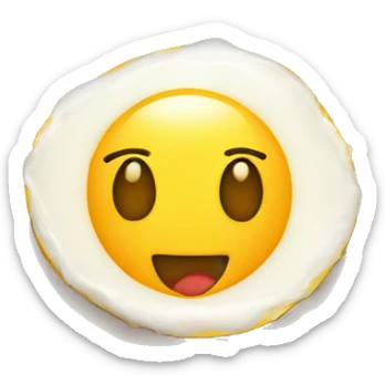A sunny side up egg with smiley fsce sticker