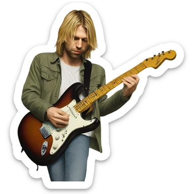 kurt cobain playing a fender stratocaster sticker