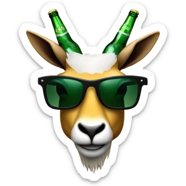Springbok’s head wearing sunglasses next to a beer sticker