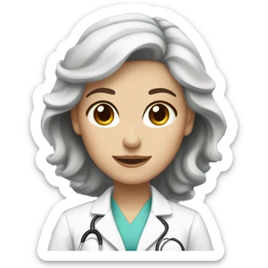 lady white skin slightly curly brown hair brown eyes doctor sticker