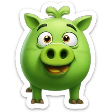 The green pig from Angry Birds rules the birds sticker