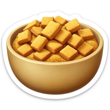 breadcrumbs object icon, bowl of breadcrumbs, 3D cartoon, mobile game icon style, clean background, no text, no watermark
 sticker