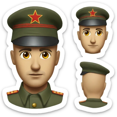 photorealistic serious soviet soldier 1960s sticker