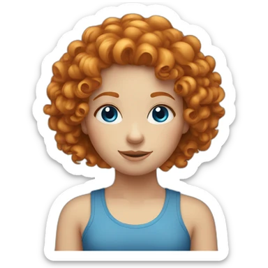 curly haired ginger girl with blue eyes sticker