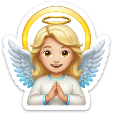 cartoon sticker of a colorful and cheerful angel emoji with a glowing halo above the head, no text, suitable for WhatsApp and Instagram sticker
