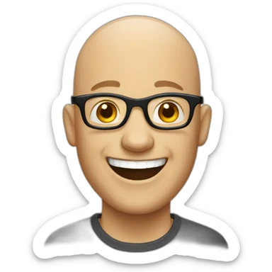 Bald guy with glasses laughing sticker