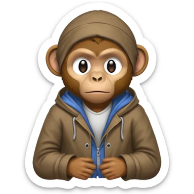 homeless poor monkey with torn clothes  sticker