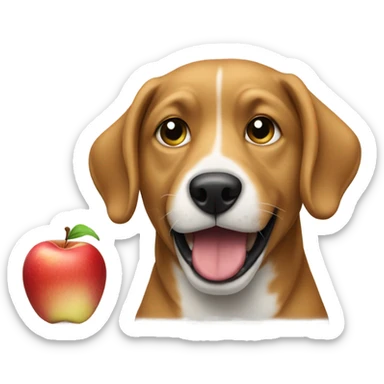 Dog eating apple sticker