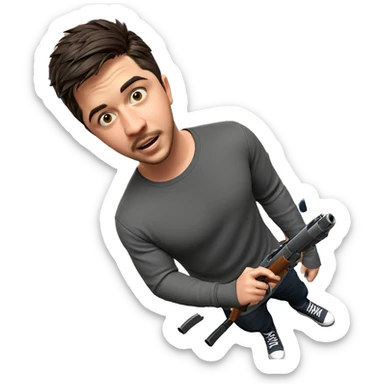 solo male with weapon indoors sticker