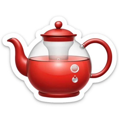 teapot with steam coming out emoji style, similar to dual sword and coffee cup emoji style, moderate red color #c05734 sticker