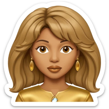 Tina Turner with long light brown hair, gold outfit sticker