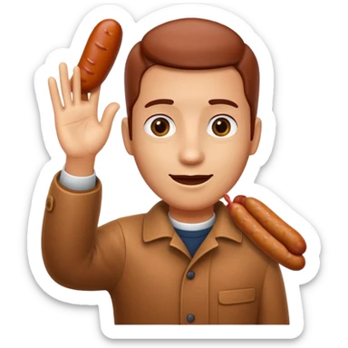 Waving hand with sausage sticker