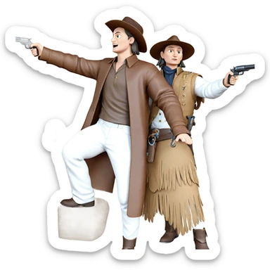 cowboy standoff with weapons sticker
