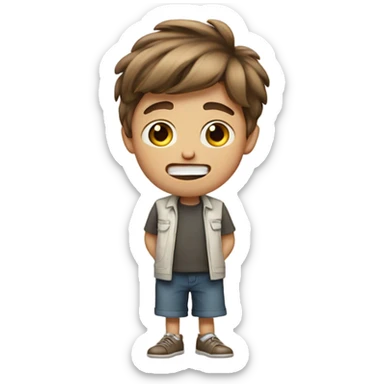 Stinky Oliver brown hair boy farting sticker