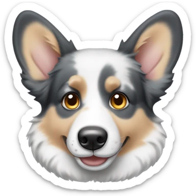 Blue Merle corgi with tan points and a half white face and blue eyes sticker