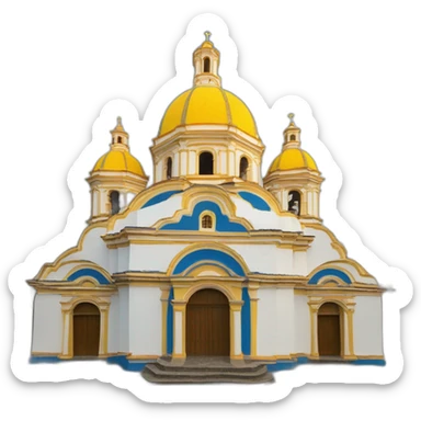 Catholic Temple from La Piedad Michoacán like church of Cúpula de Santa María del Fiore with the dome with tiles yellow and blue sticker