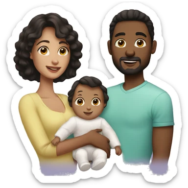 white couple with baby dark hair sticker