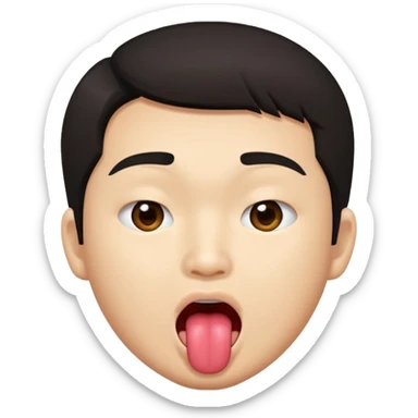 An Asian guy sticking out his tongue  sticker