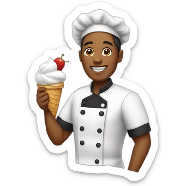 Man ice cream chef with black filipina sticker