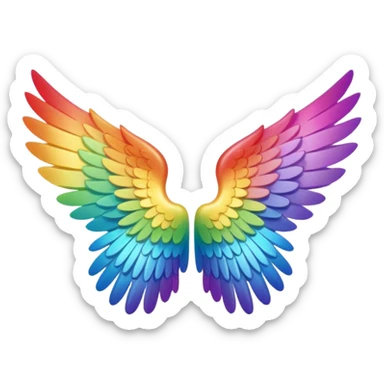 Tiny small mini left and right rainbow angel wings. Between left and right wings there is a little blank. sticker