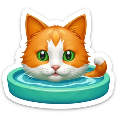 Cat in swimming pool  sticker
