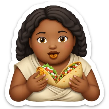 Fat black girl eating a burrito  sticker