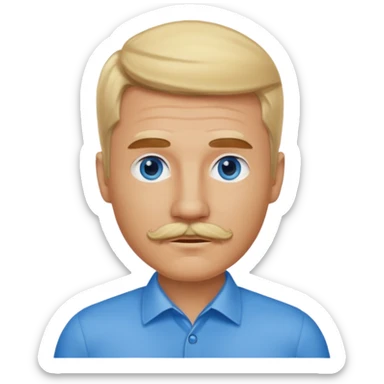 normal emoji 👨🏼 guy with blond hair, mustache, and blue eyes sticker