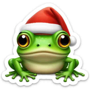 Frog with a santa hat sticker