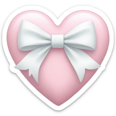 Pastel pink heart with white bow sticker