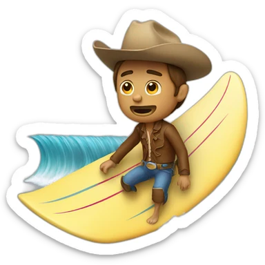 sad cowboy surfing a wave sticker