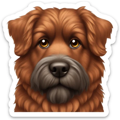 Red Brindle fluffy dog with brindle fur pointed ears  sticker