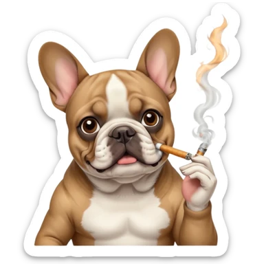 Frenchie smoking a cig sticker