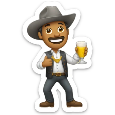 hombre festejando con una copa de sidra en mano sticker