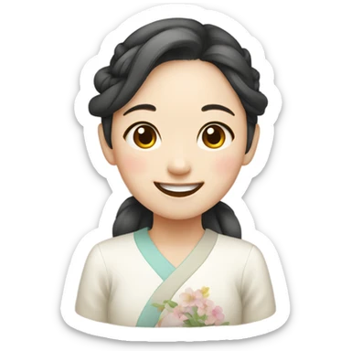 Cute happy Korean girl sticker