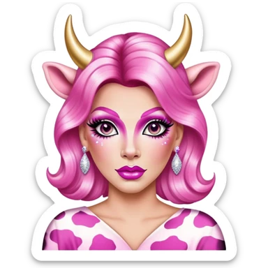 happy cowboy cow print pink drag queen glitter sparkles babe girl makeup diva brat sticker