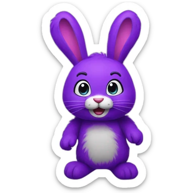 A purpule Bunnie animatronic with purple fur sticker